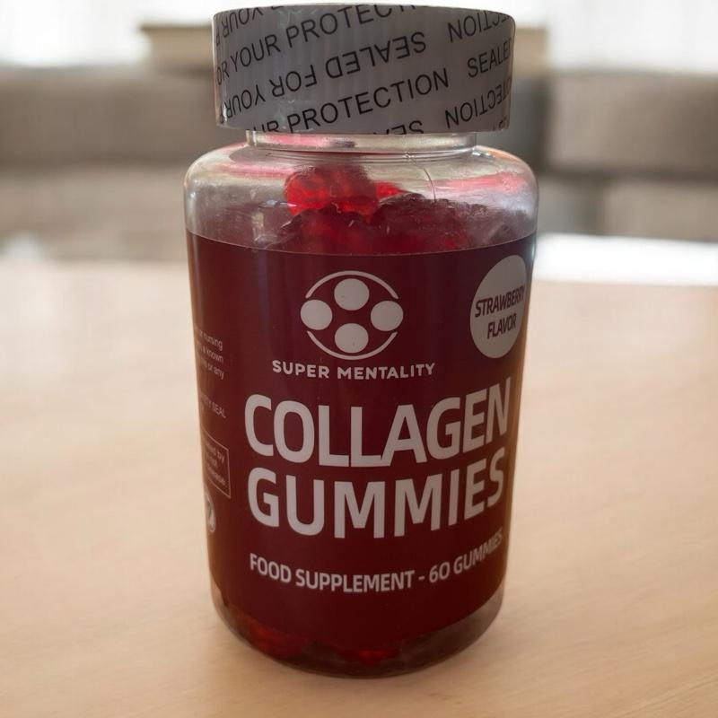 Super Mentality Collagen Gummies - Strawberry Flavor 60 Gummies Food Supplement for Skin Hair Nails & Joints Healthcare Dietary Fitness Edible