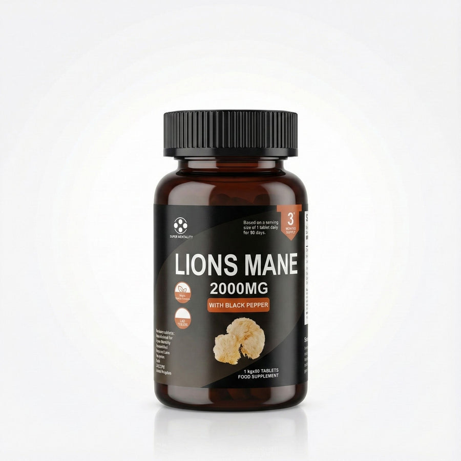 Lion’s Mane 2000mg Capsules – Brain, Memory & Focus Support | Super Mentality